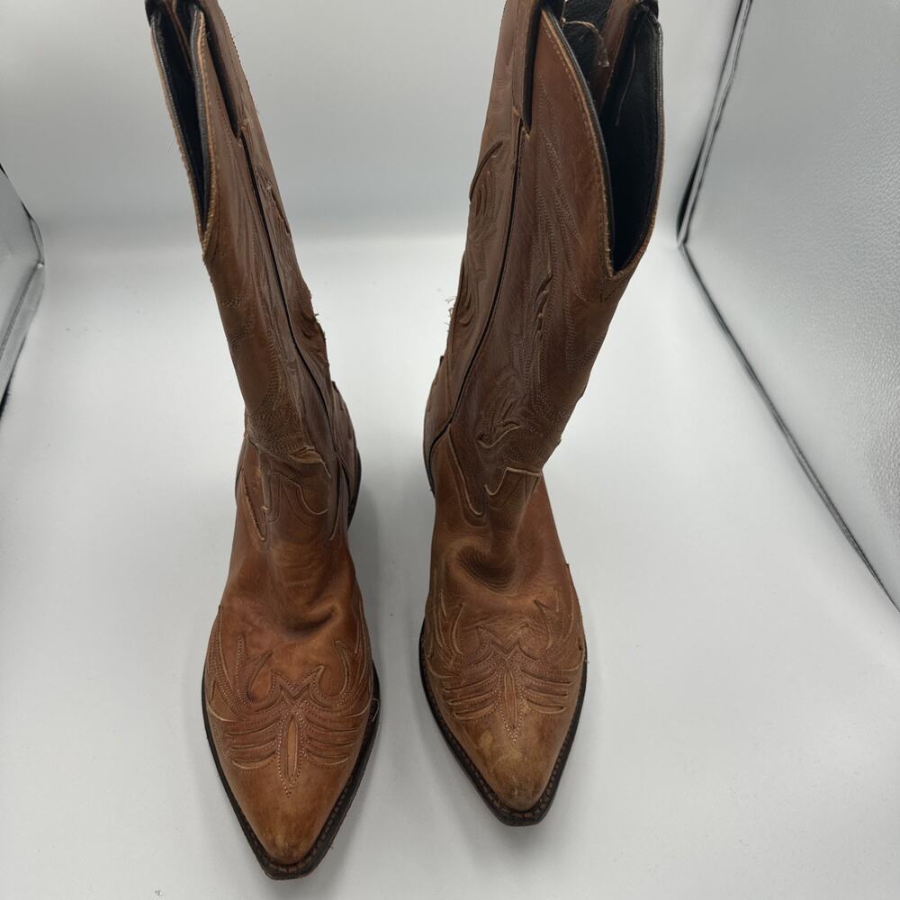 CODE WEST VTG Distressed Brown Leather Western Boots Size 10